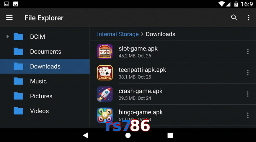 Main screen of Rs786 gameapk page for PK players