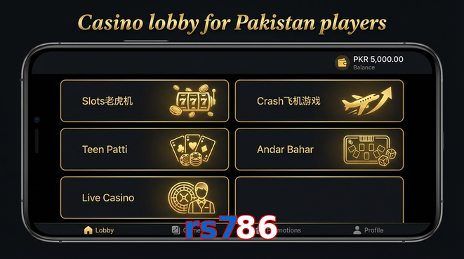 Lobby view of Rs786 for Pakistan users